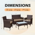 thumbnail image 5 of Tappio 4 PCS Outdoor Rattan Furniture Patio Conversation Set, Wicker Sofa Garden Conversation Bistro Sets for Yard, Pool or Backyard, Brown/Khaki, 5 of 7
