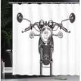 thumbnail image 3 of Ambesonne Motorcycle Shower Curtain, Front Side Chopper View, 69"Wx84"L, Charcoal Grey and White, 3 of 4