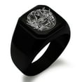 thumbnail image 1 of Stainless Steel Rootless All Seeing Eye Engraved Square Flat Top Biker Style Polished Signet Ring, 1 of 1