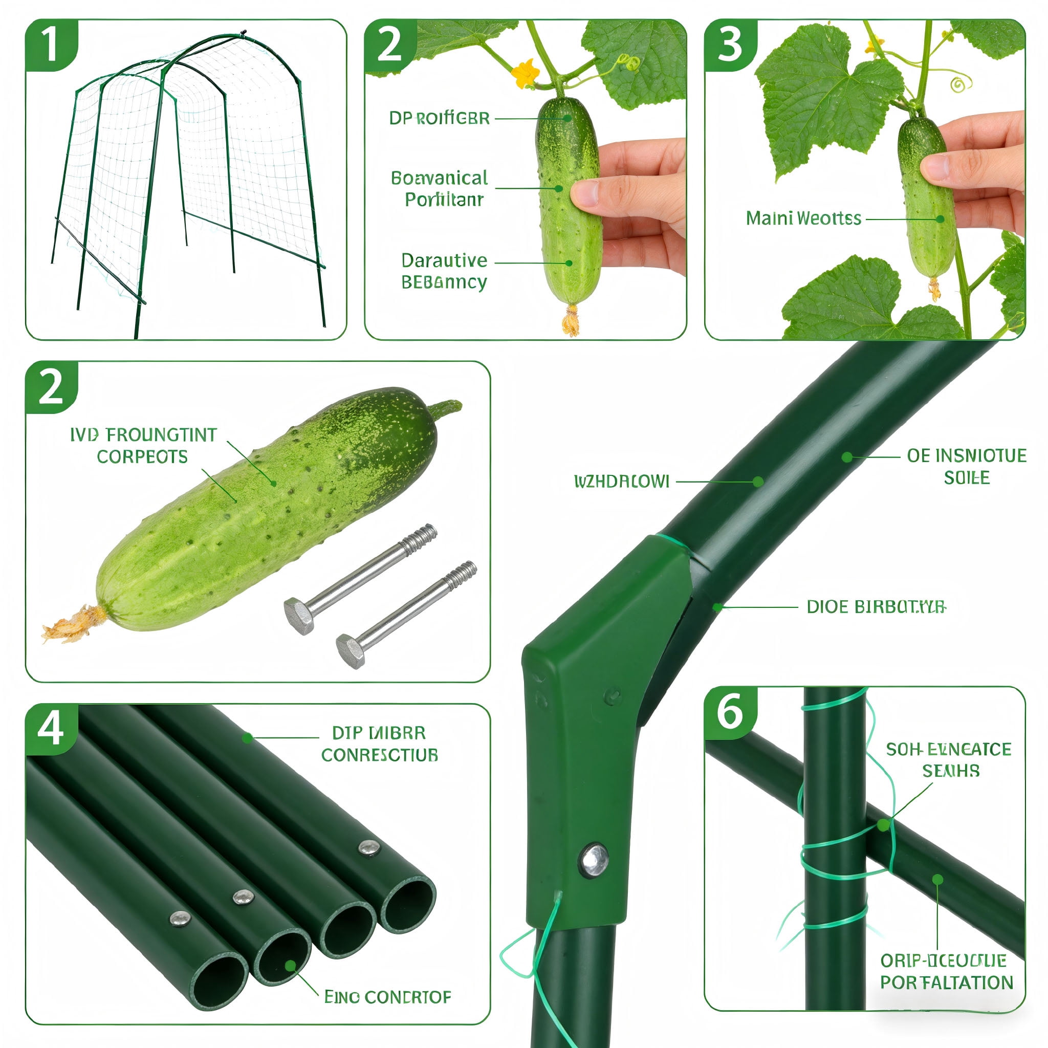 CQSXDA Adjustable Cucumber Trellis With Antique Green Metal Frame 80 Inches 40-60 Inches Wide  High U-Shape Support For Vegetable Climbing Plants Support