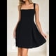 thumbnail image 4 of Vestido Mini Sin Mangas para Mujer (2025), Escote Cuadrado, Espalda Descubierta y Lazo Vestido de Fiesta Corto Negro L, 4 of 10