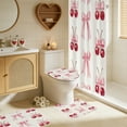thumbnail image 4 of Valentine's Day Bathroom Set 4-Piece, Waterproof Shower Curtain with Mats, Pink Bow Print Decor(H), 4 of 6