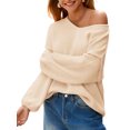 thumbnail image 4 of Women Long Sleeve Fall Winter Oversize V-neck Knit Sweater Casual Loose Pullover, 4 of 7