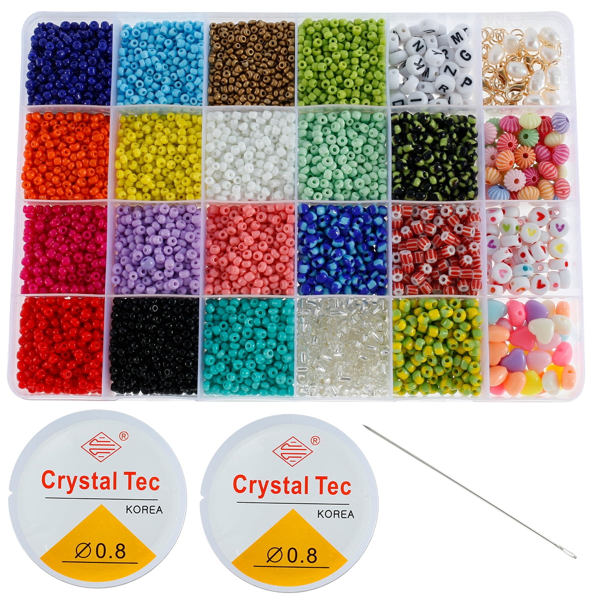 CraftyBook 7500pc Beads Bracelet Making Kits with Small Glass and Letter  Beads