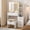 White, variant on Kicctian Vanity Set with Sliding LED Mirror & Storage Stool - 4-Drawer Makeup Desk, 7 Shelves, Charging Station & Adjustable Lights for Bedroom,White