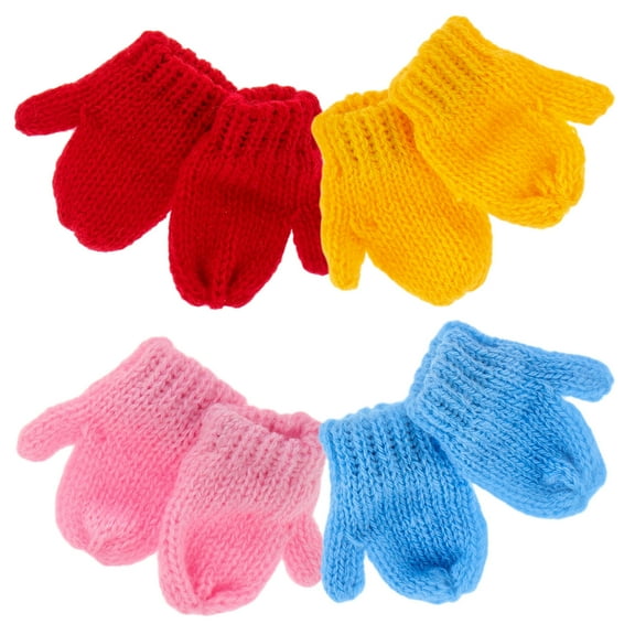 PTOOTP 8 Pieces Small Woven Doll Gloves in Assorted Colors for Crafting, Decorations, and Projects