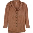 thumbnail image 1 of Free People Womens All About the Feels Button Up Shirt, Orange, X-Small, 1 of 1