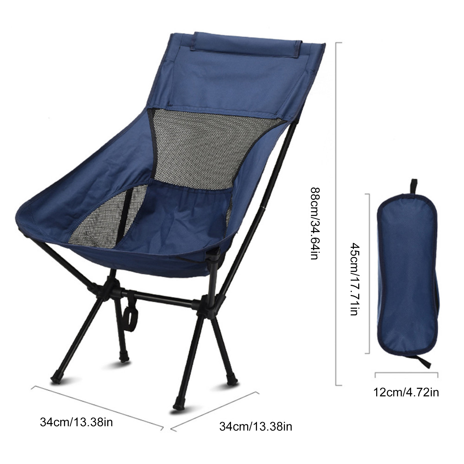 Younar Portable Camping | Ultra-Light Mesh Chair | Folding Chair for Lawn Camping BBQ Hiking Picnic, Ergonomic Seat Design -