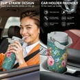 thumbnail image 5 of 30oz Pioneer Colorful Floral Stainless Steel Flip Straw Tumbler with Lid and Straw Spill Proof Travel Cup Double Wall Vacuum Insulated Coffee Mug with Top Handled White, 5 of 7