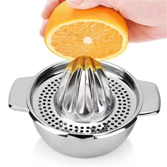 Vruelia Citrus Lemon Orange Grapefuit Juicer Manual Squeezer Stainless Steel 304 Robust Hand Juicer Reamer Rotation Press with Strainer, Dishwasher Safe, Easy to Clean, Heavy Duty