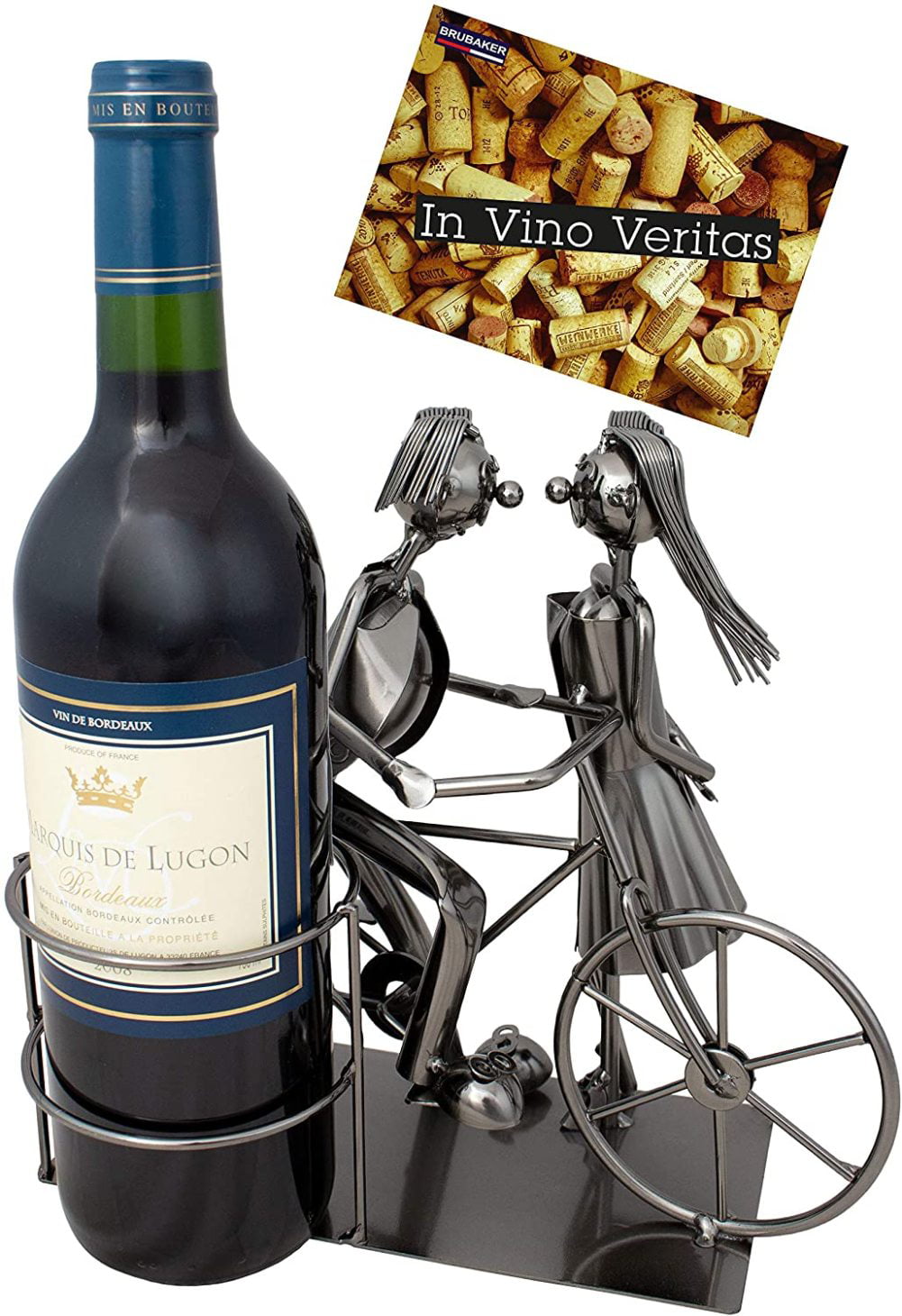 Decor BRUBAKER Wine Bottle Holder Couple on Tandem Bicycle Table Top Wine Racks and Stands Metal 