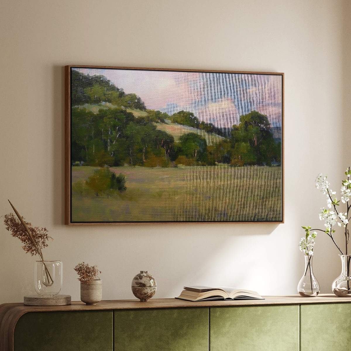 Vintage Landscape-CCXLVII By Wexford Home Framed in Walnut Wood Gallery Wrapped Canvas 17 in. x 25 in.