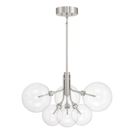 Meridian M100135BN 6-Light Chandelier in Brushed Nickel