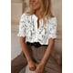 thumbnail image 5 of Blusa PRETTYGARDEN de encaje para mujer, manga corta, talla XL, 5 of 6