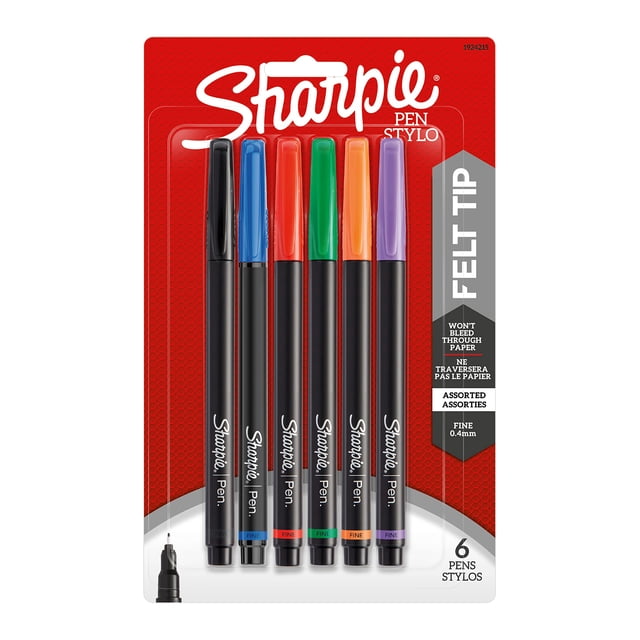 Bolígrafo SHARPIE Fine Point, paquete de 6 colores surtidos (1924215)