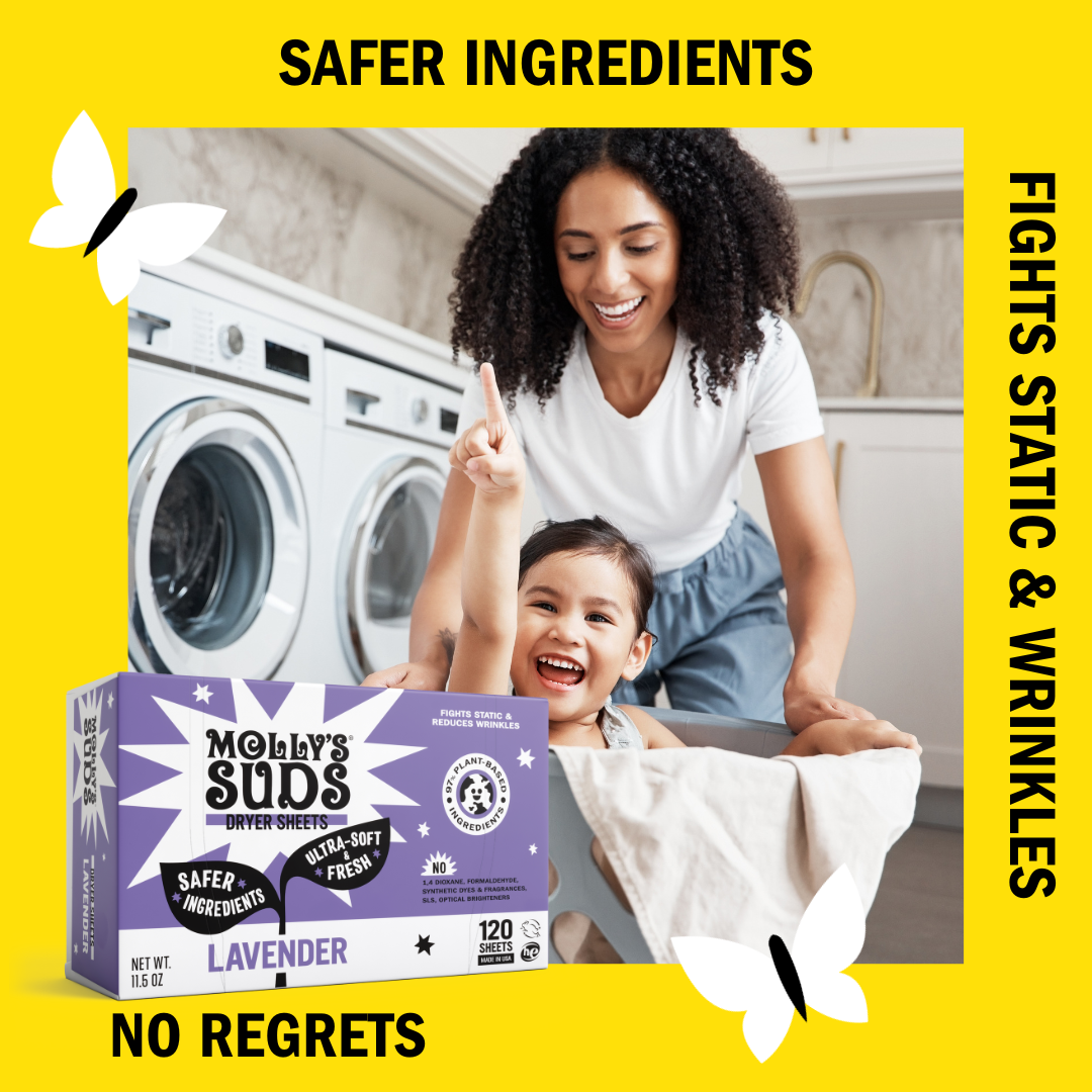 Molly's Suds Plant-Based Fabric Softener Dryer Sheets, Lavender, 120 Count photo 2