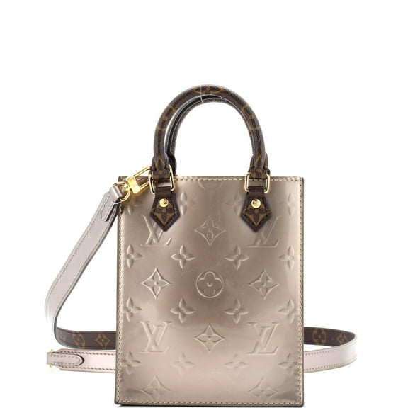 Pre-Owned Petit Sac Plat Bag Monogram Vernis with Monogram Canvas By Rebag
