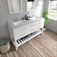 thumbnail image 3 of Caroline Estate 60" Double Bath Vanity in White with White Marble Top and Square Sinks, 3 of 5