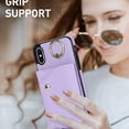 thumbnail image 6 of ShellTech for iPhone X/XS Case with Card Holder and Strap - Zipper Pocket,Crossbody Lanyard Strap,Credit Card Holder,Stand Ring,Cute Phone Wallet Case for Women,Purple, 6 of 10