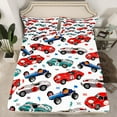 thumbnail image 2 of Feelyou Cartoon Racing Car Full Size Sheets, Checkered Flag Bed Sheets, Teens Kids Boys Girls Sheet Sets, Super Cozy Room Decor, 4-Piece, 2 of 7