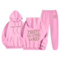 thumbnail image 2 of QHRMKOG Track Suits Mens Letter-printed Drawstring Hooded Sweatshirt & Sweatpants Sweatsuits Sport Jogging Sets Trendy Outfits Pink 3XL, 2 of 3