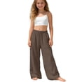 thumbnail image 3 of Casual Pants For Girls Summer 2026 Trendy Flowy Palazzo Pants With Elastic Waist Playful Outdoor And School Trousers Stylish And Comfortable Travel Lounge Back To School Clothes 4-15Y, 3 of 5