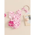thumbnail image 6 of Aojekbee Baby Girl 2Pcs Summer Outfits Sleeveless Baseball Print Ruffle Romper with Headband Set Infant Clothes, 6 of 10