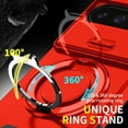 thumbnail image 3 of Decase for Google Pixel 10 /10 Pro 2025, Hard Plastic Shell Phone Case, Compatible with Mag Safe Accessories, with Ring Grip Holder Kickstand+Slide Camera Cover,Rugged Shockproof Cover,Red, 3 of 10