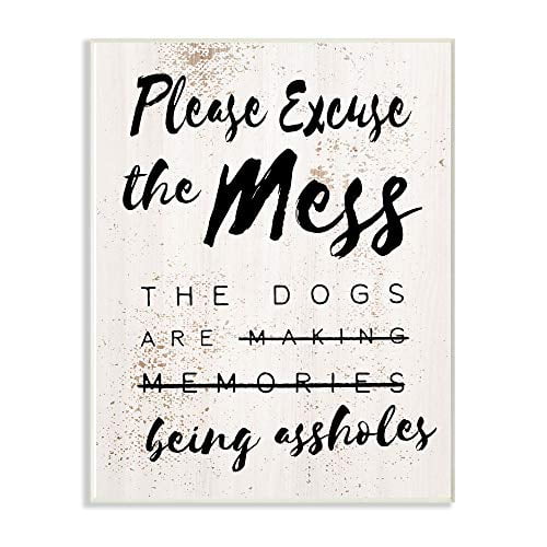 Stupell Industries Excusent le Désordre Drôle Mot Chiens Animaux Texturés Décoration Murale, 16 x 20, Multicolore