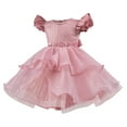 thumbnail image 2 of BLTIBY Girls Flower Sequin Tulle Dress Cute Ruffle Toddler Wedding Princess Party Birthday Pageant Prom Dresses Pink 5-6 Years, 2 of 5