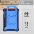 thumbnail image 3 of ELEHOLD Rugged Case for Samsung Galaxy Tab S9/S9 FE 2023 with 360° Rotating Handle Grip Kickstand Function Detachable Crossbody Shoulder Strap for Kids Children Adults Shockproof Case,Navy+Blue, 3 of 8