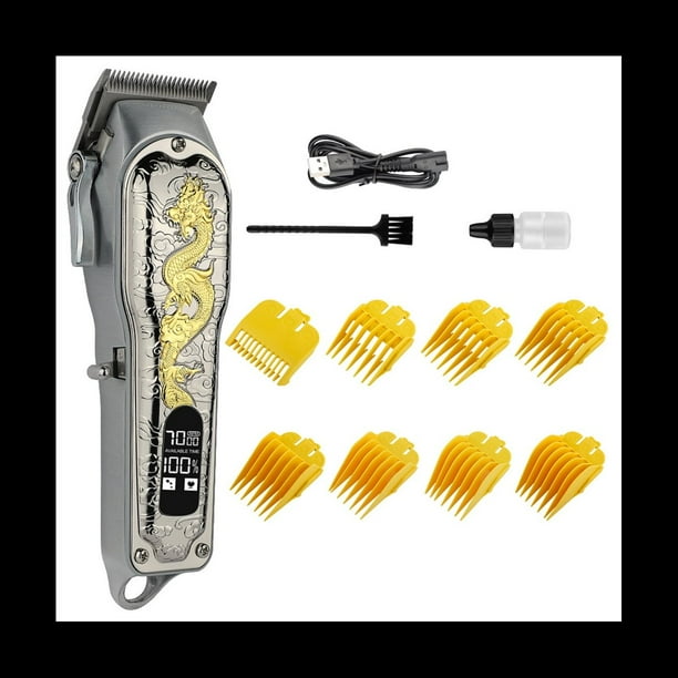 Cortadora de Cabello EléCtrica Retro con de DragóN de Metal, Cortadora de Cabello Recargable, Cortadora de Cabello LCD, MáQuina de Peluquero Dedicada,C