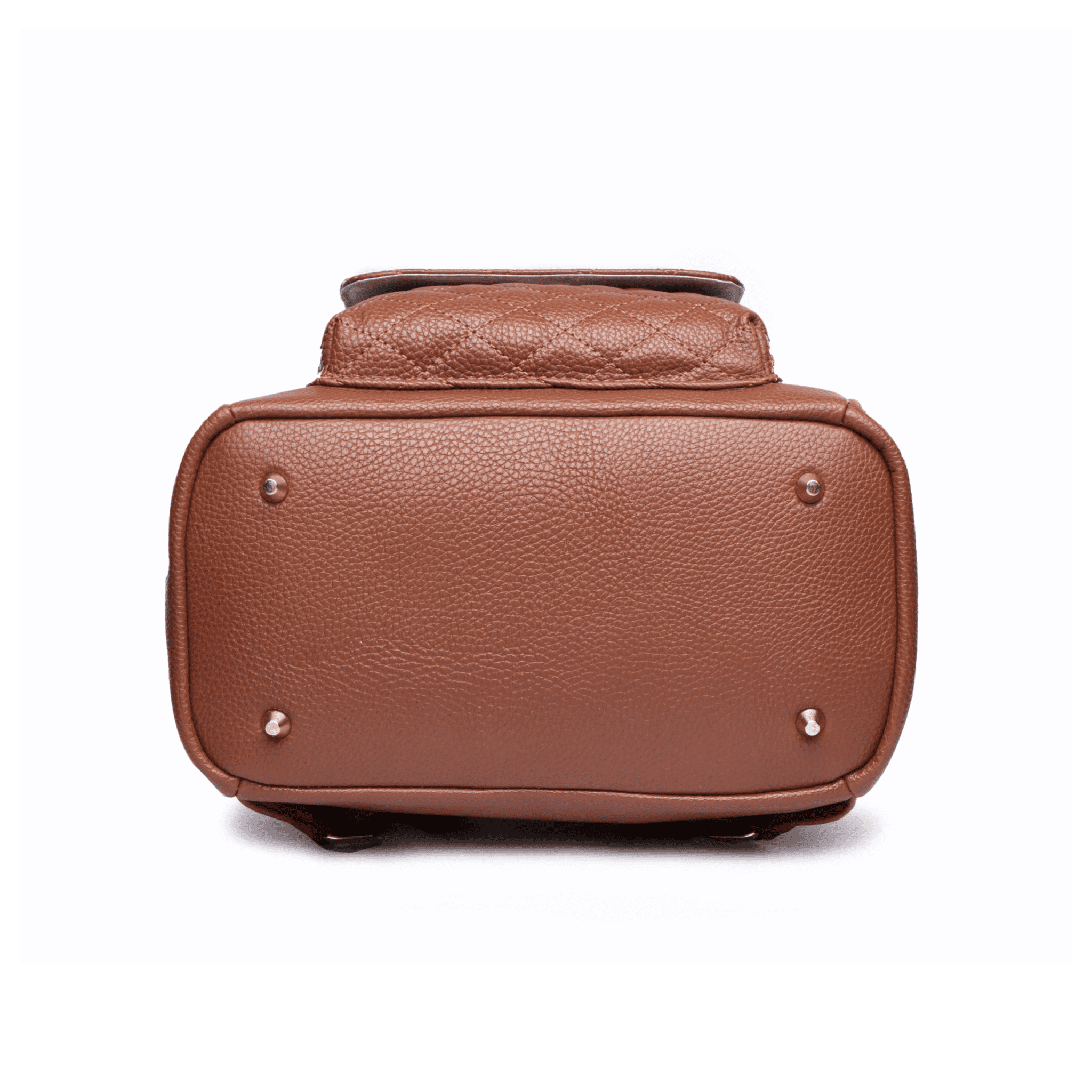 Luli Bebe Petit Monaco Diaper Bag Backpack Storage Bag Stylish Vegan Leather | Caramel Brown