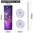 thumbnail image 3 of Galaxy 20oz Stainless Steel Skinny Tumbler – Vacuum Insulated Slim Travel Cup with Lid & Stainless Steel Straw, 360° Full Wrap Printed Tumbler for Home, Office & Outdoor Use, Starry, 3 of 6