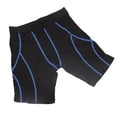 thumbnail image 3 of Pantalones cortos deportivos de compresión para hombre, de alta elasticidad, de secado rápido, con rayas azules, transpirables, para fitness, color azul, L, 3 of 15