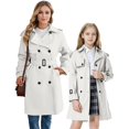 thumbnail image 3 of Gabardina Betusline para mujer, doble botonadura, resistente al viento, color blanco, 3 of 7