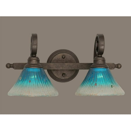 2 Light Bath Bar Fixture In Bronze With 7 In Teal Crystal