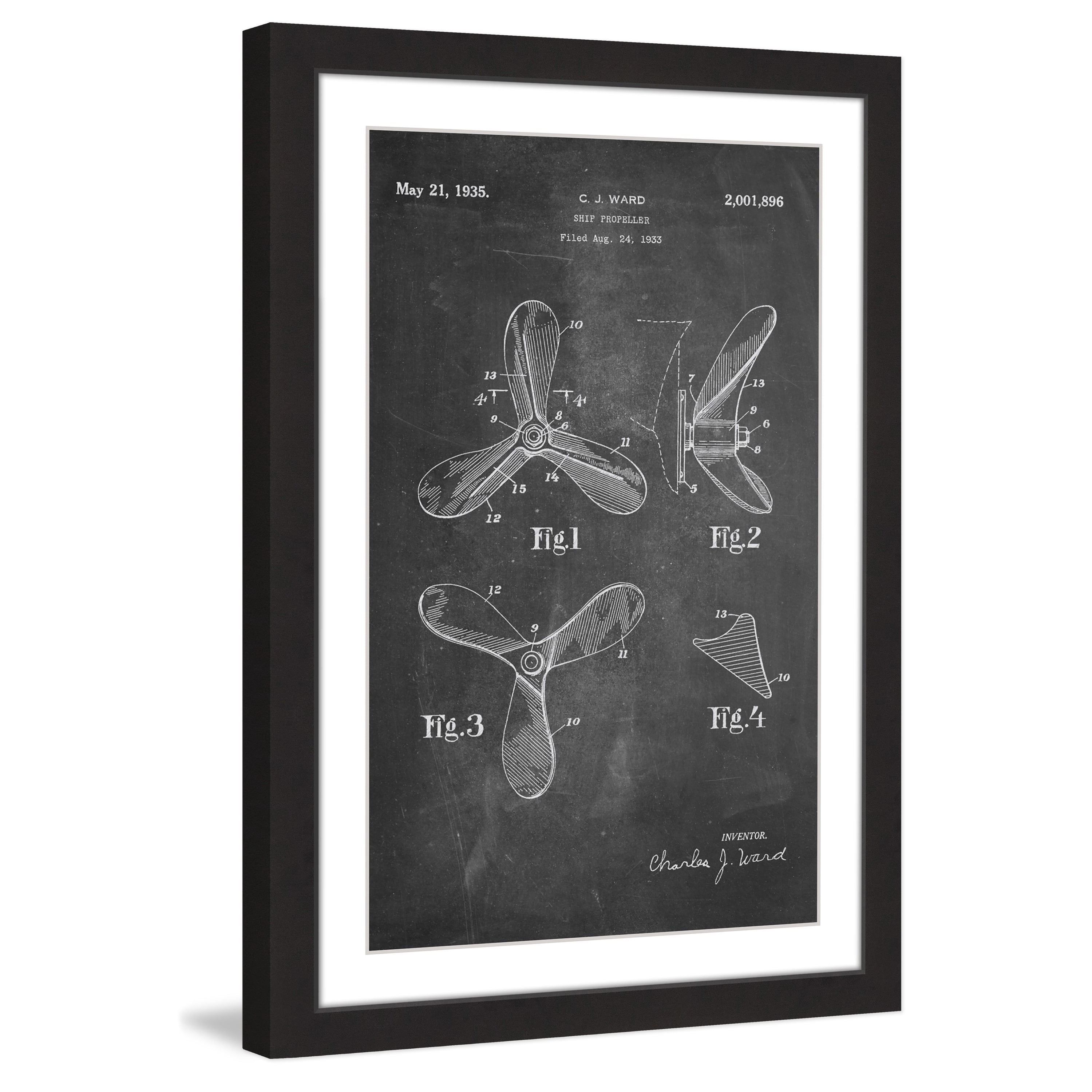 "Ship Propeller 1933 Chalk" Framed Painting Print