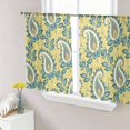 thumbnail image 4 of Sheer Curtains 54 Inches Long 2 Panels, Vintage Ethnic Cashew Flower Rod Pocket Curtain Voile Draperies, Abstract Floral on Yellow Light Filtering Window Treatment for Living Room Kitchen Bedroom, 4 of 8