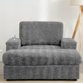 thumbnail image 4 of 42" Oversized Chaise Lounge Chair Indoor,Upholstered Accent Chair Armchair with Storage Ottoman and Cup Holders, Reading Couch with Deep Seat for Living Room,Bedroom,Gray, 4 of 13