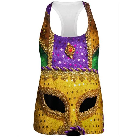 Mardi Gras Mask All Over Womens Work Out Tank Top Multi 2XL