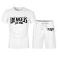 thumbnail image 4 of Los Angeles Graphic Short Sets for Men Relaxed Fit Crewneck T Shirt and Shorts 2 Piece Matching Set Mens Summer Outfits, 4 of 6