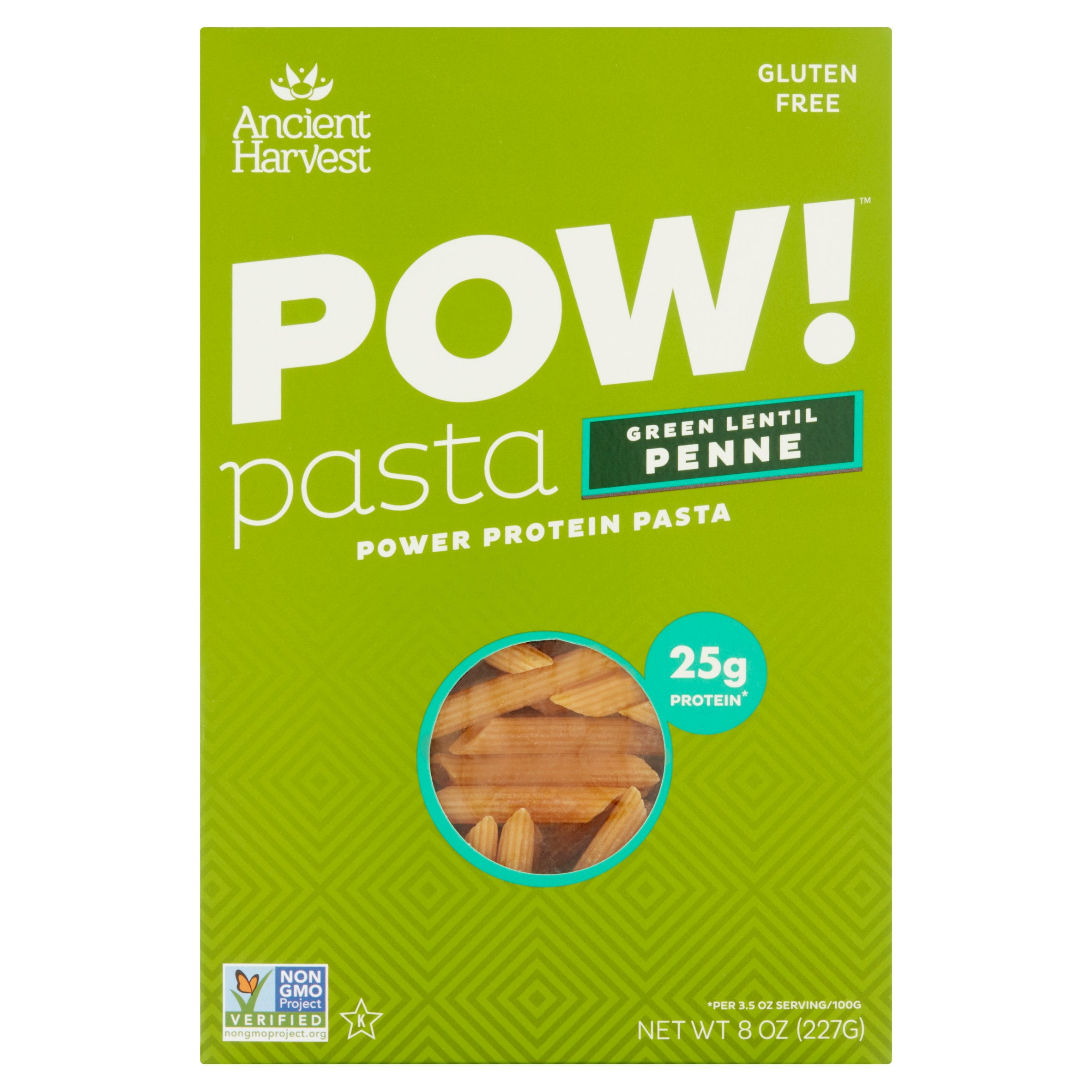 Ancient Harvest Pow! Green Lentil Penne Pasta 8oz (Pack of 6) by Ancient Harvest