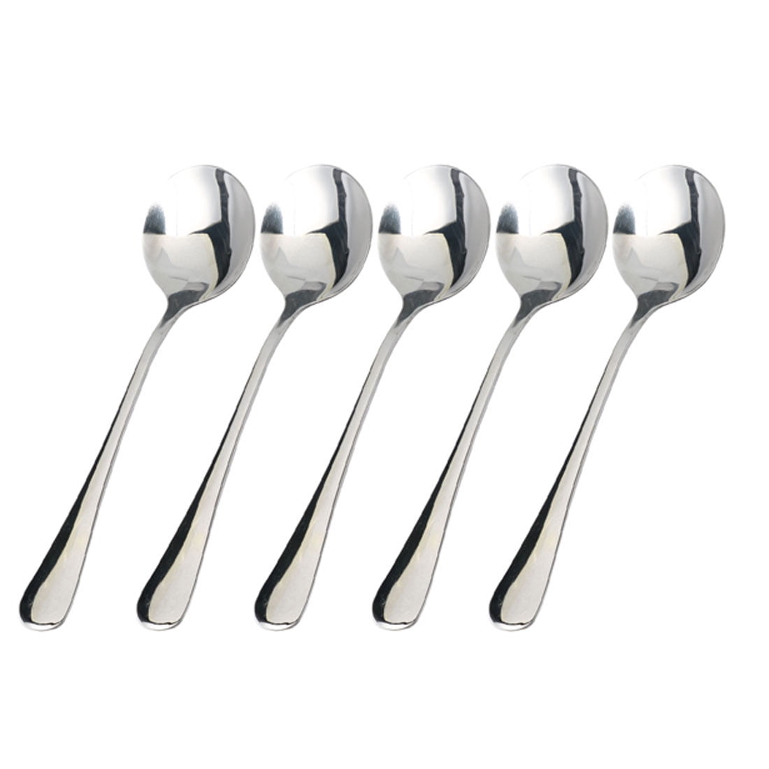 Uxcell Kitchen Stainless Steel Tableware Straight Handle Soup Spoon 7 inch Long 5Pcs
