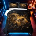 thumbnail image 2 of Manfei Wildlife Lion Quilt King, Romantic Valentine's Day King Coverlet Set, Black Brown, Black Reversible, 3-Piece, 1 Bedspread and 2 Pillowcases, 2 of 7