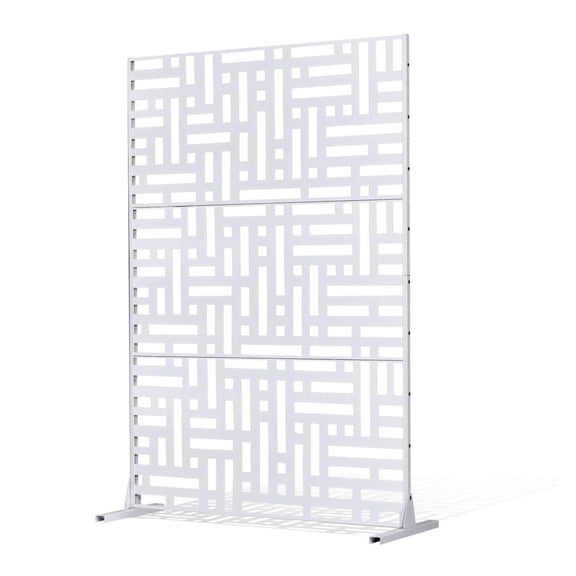 Metal Privacy Screen 47x76 inch, Outdoor Patio Screen Panel - White Decorative Garden Divider, Rustproof Metal Yard Fence for Privacy