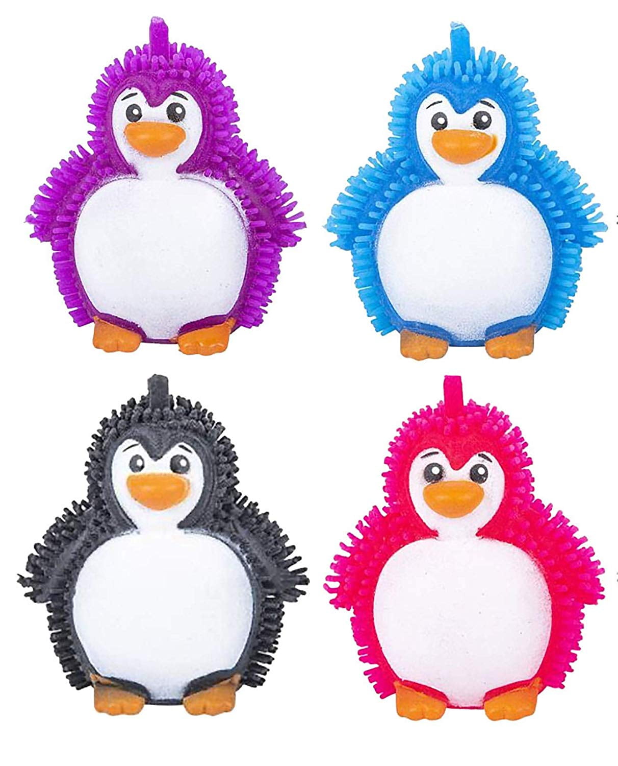 4 Puffer Penguin Toys Indoor Soft Hairy AirFilled Sensory Toy Puffer