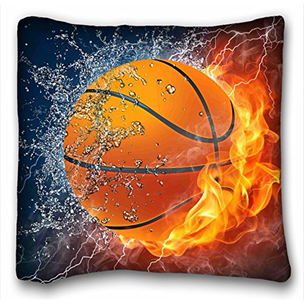 WinHome Fashion Pillow Case Cover Flaming Basketball Fire And Water