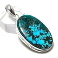 thumbnail image 2 of Natural Tibetan Turquoise Handmade 925 Sterling Silver Pendant 1.97", 2 of 2