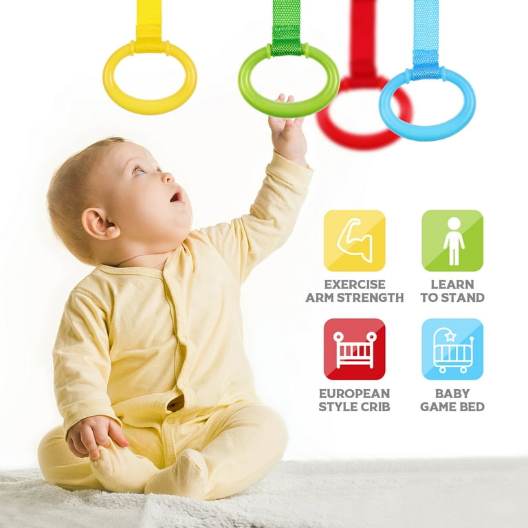 TOYANDONA 4pcs Baby Pull Rings Portable Baby Stand Up Safety Rings Toddler Walking Assistant Red Yellow Green Blue Walmart